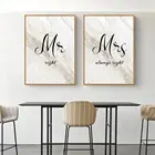 Настенный постер с цитатами в скандинавском стиле, Картина на холсте пары Мстителей и миссис, минималистичные принты слов для влюбленных, декор для гостиной