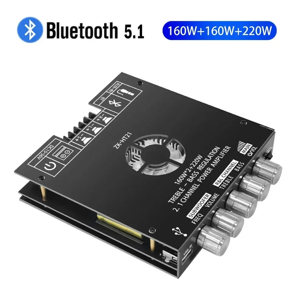 ZK-HT21 2 1-канальный TDA7498E 160WX2 + 220 Вт Bluetooth цифровой модуль усилителя мощности высокий