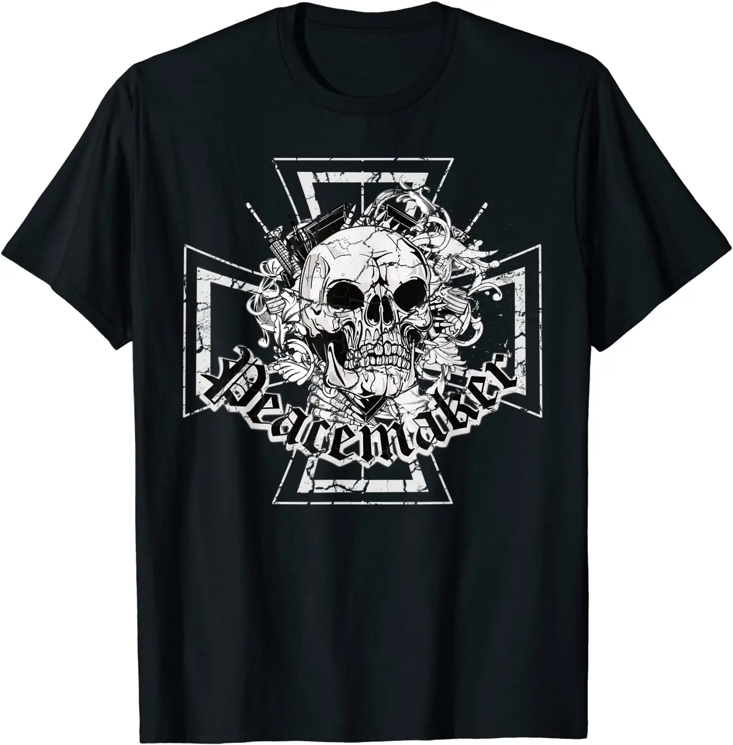 

Iron Cross Skull Tattoo Printed T-Shirt. Premium Cotton Short Sleeve O-Neck Mens T Shirt New