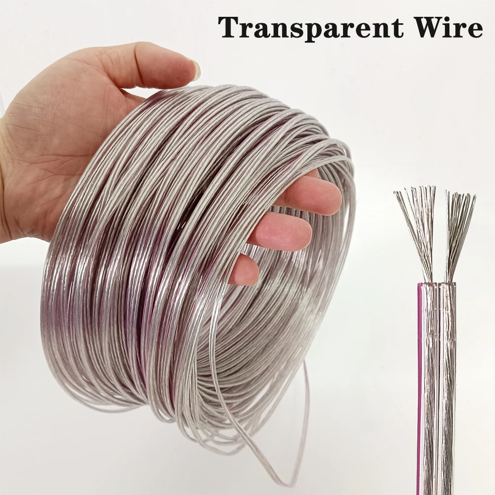 

2-контактный прозрачный параллельный кабель из ПВХ 22AWG для светодиодного неонового света/аудиодинамика/электронной игрушки, гибкий электрический провод 1-100 м