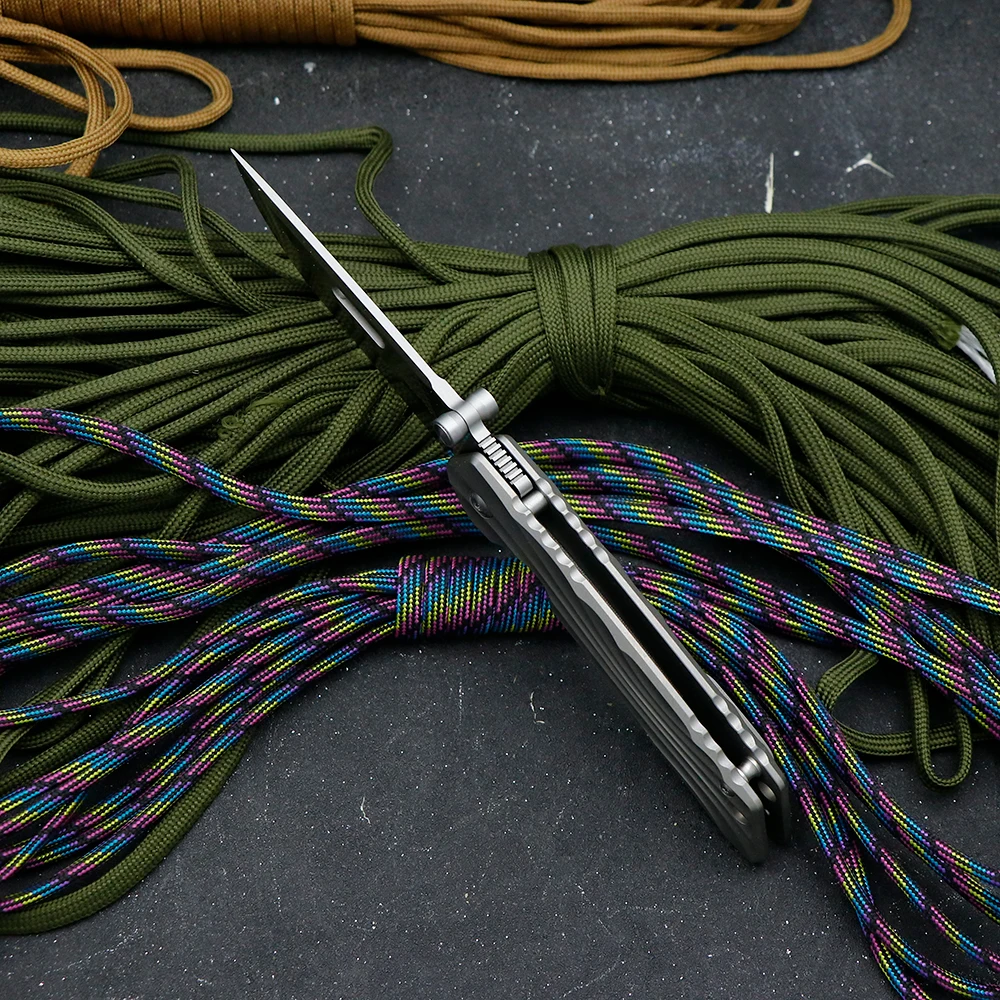 JUMCSONG Новый AUS-10 стальной титановый сплав с ручкой для рыбалки кемпинга