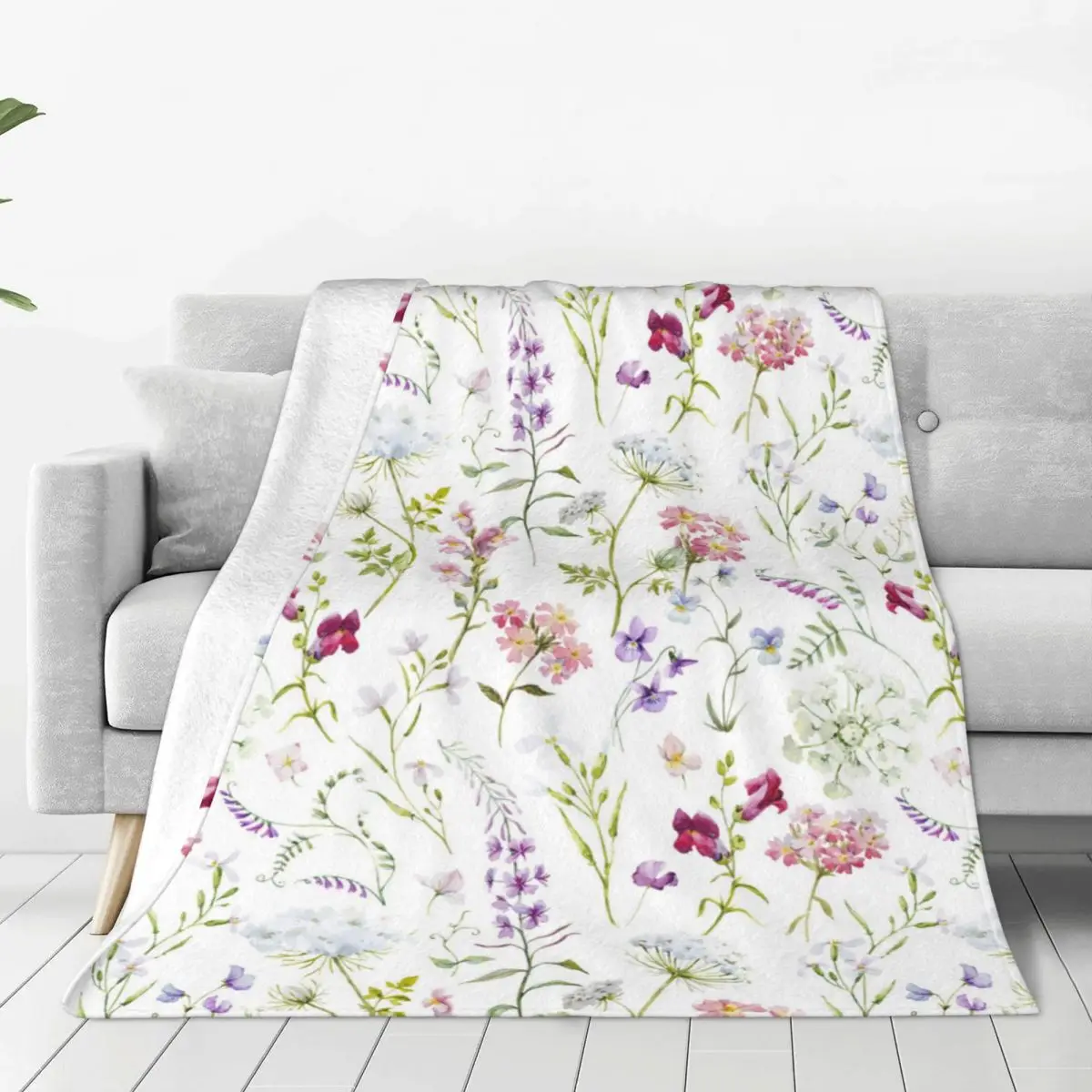 

Watercolor Floral Summer Pattern Soft Fleece Throw Blanket Warm and Cozy Comfy Microfiber Blanket for Couch Sofa Bed 40"x30"