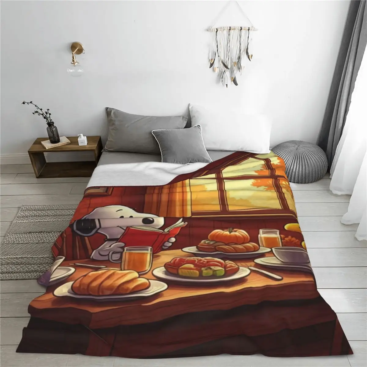 Snoppy Leisure Life Мягкое теплое одеяло Плюшевое для пикника Графический диван Стул