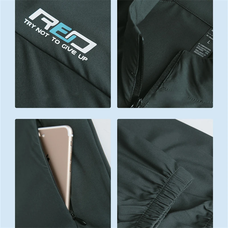 Men's Outdoor Sports Running Jackets with Zipper Casual Fitness Black White Sportcoats Thin Quick Dry Sunscreen Workout Clothes