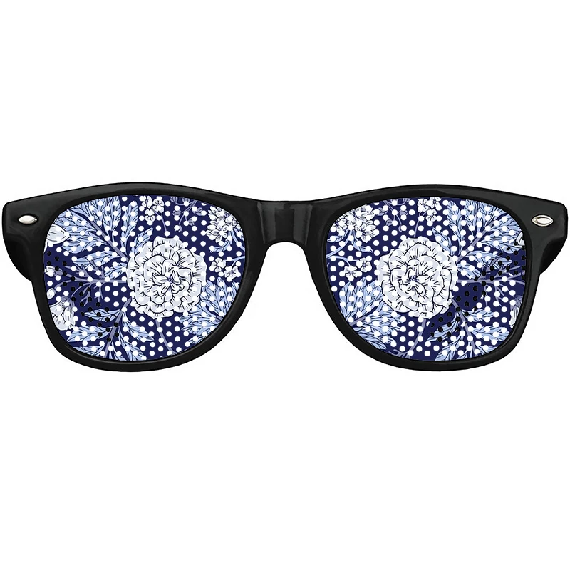 

Funny Glasses Blue and White Floral Birthday Holiday Party Glasses Summer Beach Wedding Sunglasses For Women Men Eyeglasses