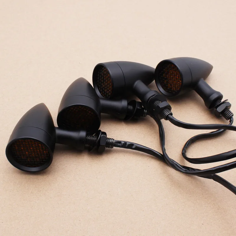 4 шт. ретро-сигналов поворота для мотоцикла Cafe Racer с алюминиевой решеткой и светодиодными индикаторами торможения 10 мм универсальны для Triumph Honda.