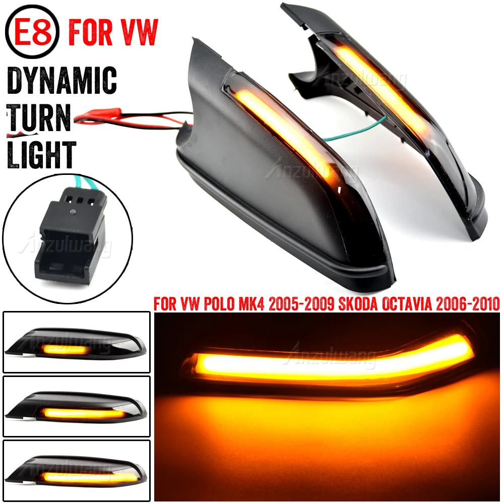 

For Volkswagen VW Polo mk4 FL 2005-2009 Dynamic Turn Signal Light LED Side Mirror Sequential Indicator Blinker Lamp Vento 05-10
