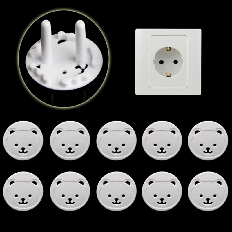 

10 Pieces of Baby Safety Child Power Socket Plugs for Protection Safety Two-phase Safety Lock Cover Child Socket Cover Plugs