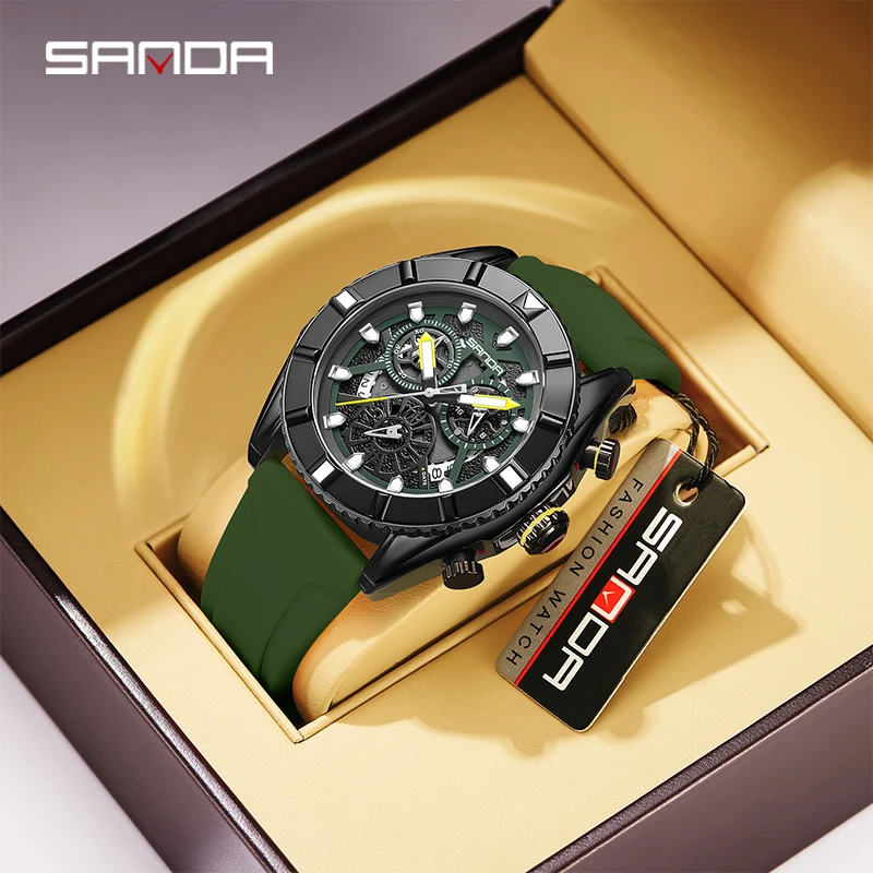 

New Foreign Trade Quartz Men's Three Eyes and Six Pin Sanda 5309 Watch Fashion Trend Outdoor Waterproof Simple Calendar Table