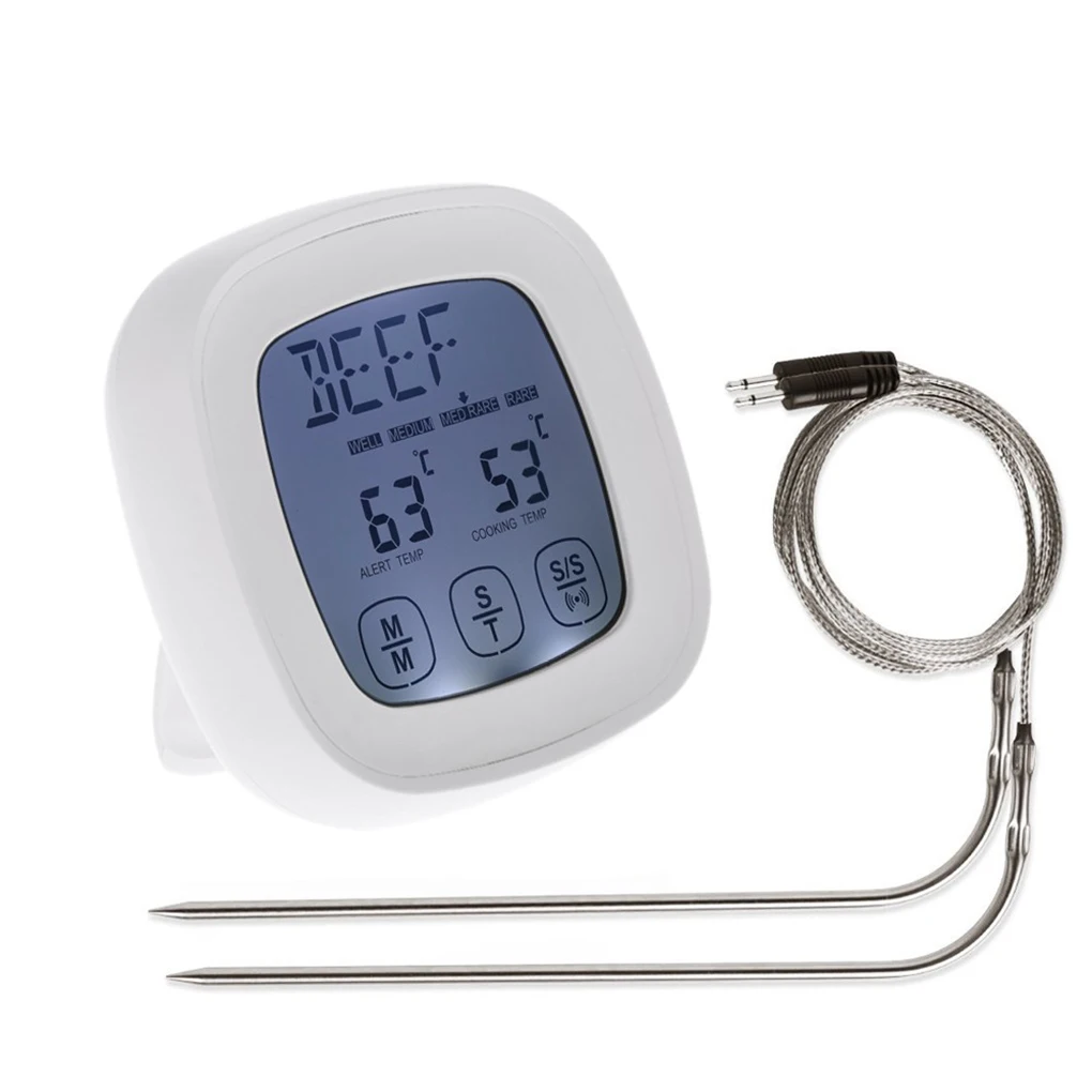

Dual Probes Touchscreen Oven Thermometer Kitchen Cooking Food Probe Grill BBQ Timer Backlight Digital Thermometers