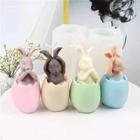 cute eggshell bunny easter birthday silicone candle mold diy animal candle making fuse soap resin mold gifts craft home decor