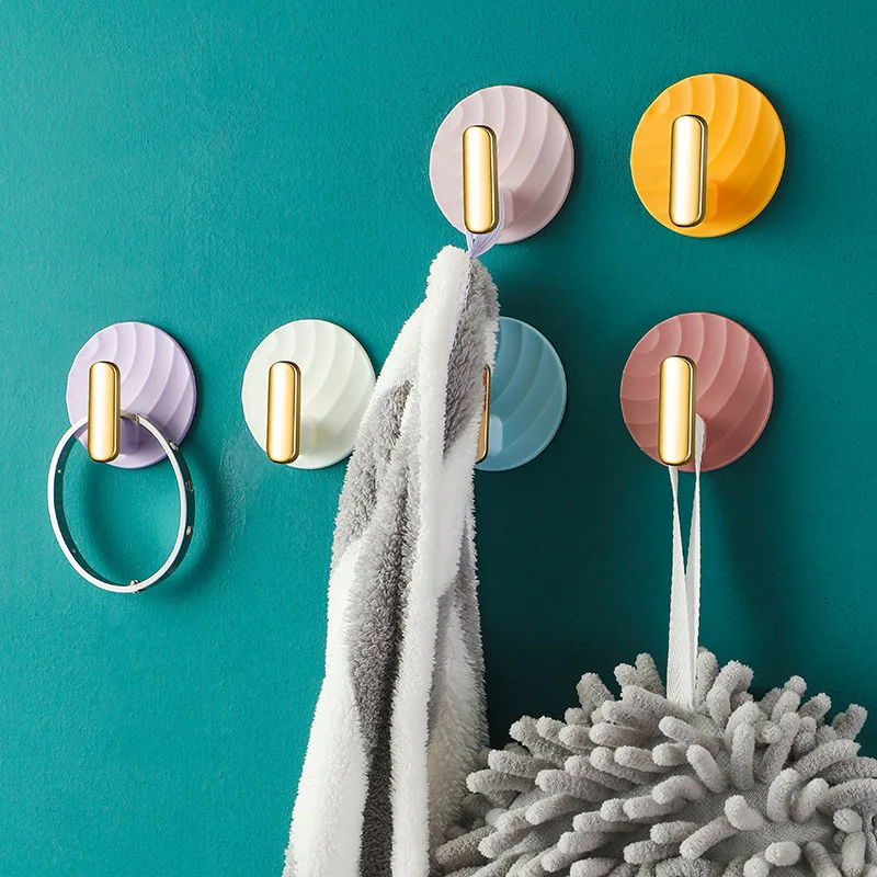 

6pcs/Set Wall Hook Kitchen Bathroom Strong Adhesive Light Luxury Non-marking Sticky Hooks Household Wall Mounted Hook Bag Hook