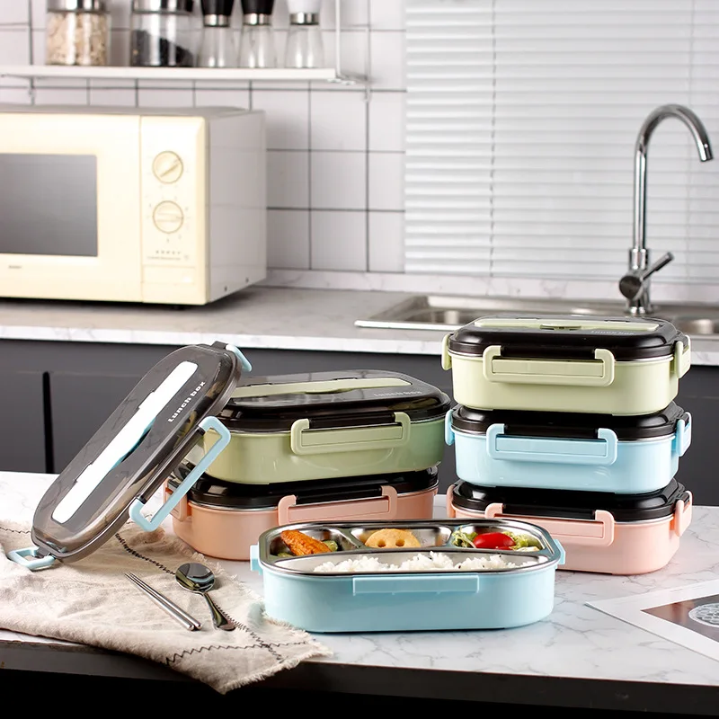 

304 Roestvrij Staal Lunchbox Lunchbox Voor Kinderen Soepkom Met Lepel En Eetstokes Lunchbox Voedsel Opbergdoos