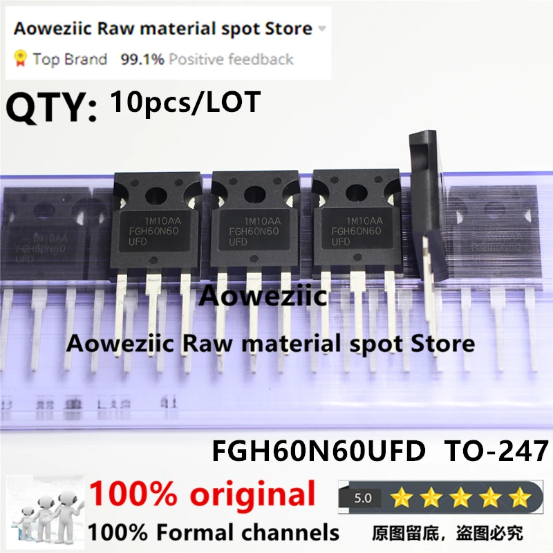 Aoweziic 2019 + 100 новый импортный оригинальный сварочный аппарат FGH60N60UFD FGH60N60 TO-247 IGBT, часто используемый сварочный аппарат для труб 60 А 600 в
