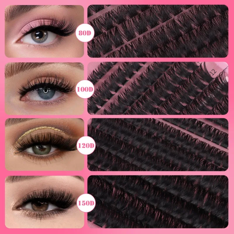 Набор для наращивания ресниц DIY кластеры Смешанный набор отдельных с клейкой и