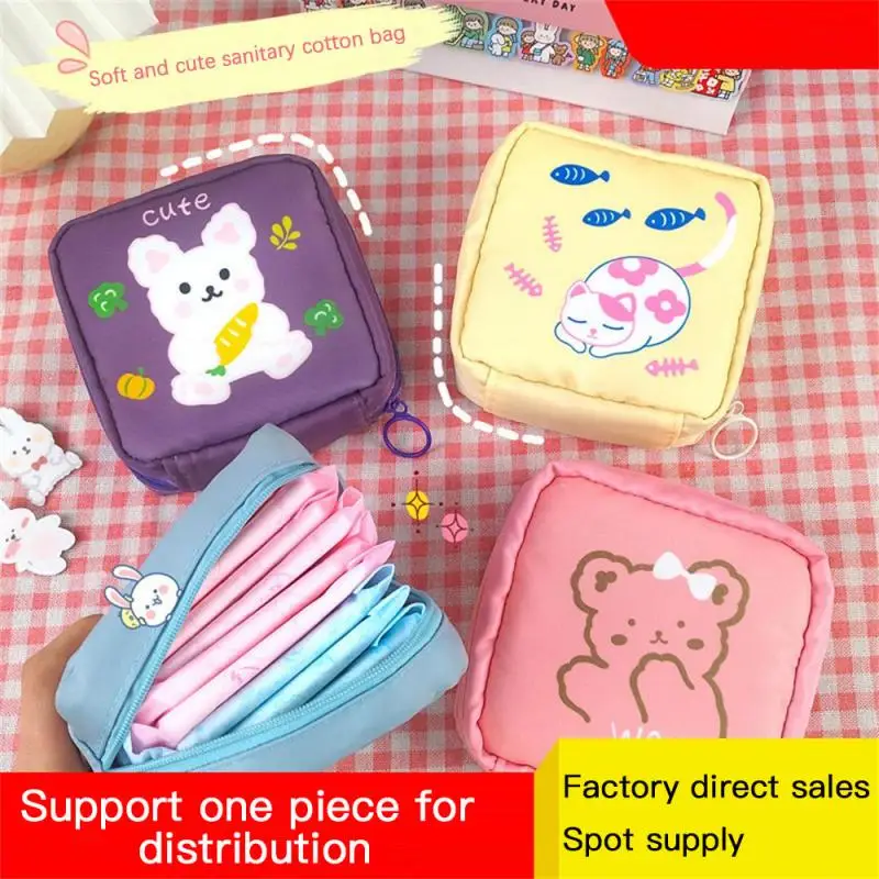 

Sanitary Napkin Storage Bag Cute Cartoon Makeup Bag Portable Student Physiological Aunt Towel Sanitary Cotton Bag Organizer