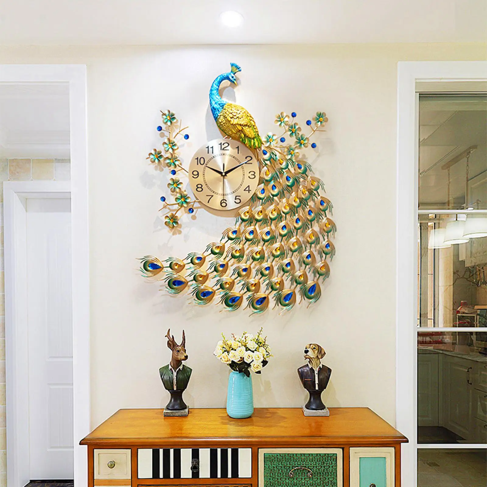 

Бесшумные настенные часы MagiDeal Павлин