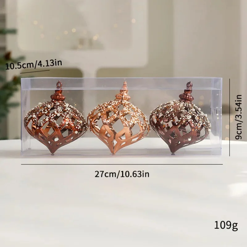 Фото Рождественский шар, набор подвесок с росписью, елочные украшения, ПВХ, коричневый, шампанское, подвеска в виде рождественской тематической вечеринки, в наличии №4