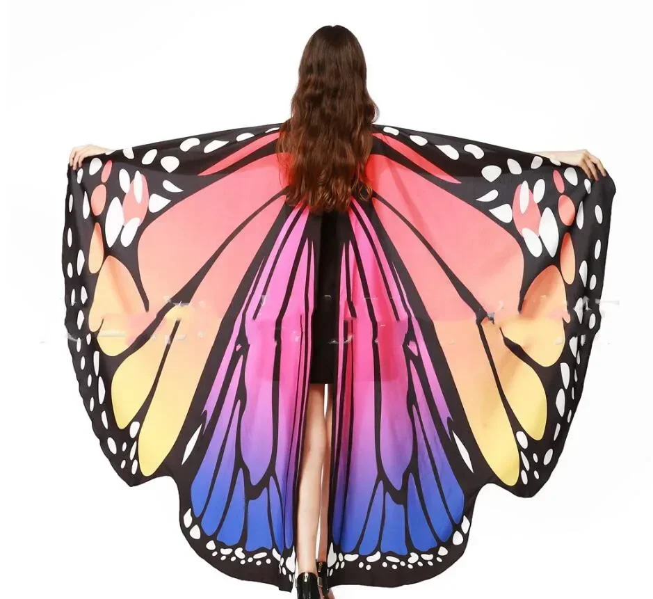 Радужный женский шаль с крыльями бабочки фея танцевальный костюм аксессуары для