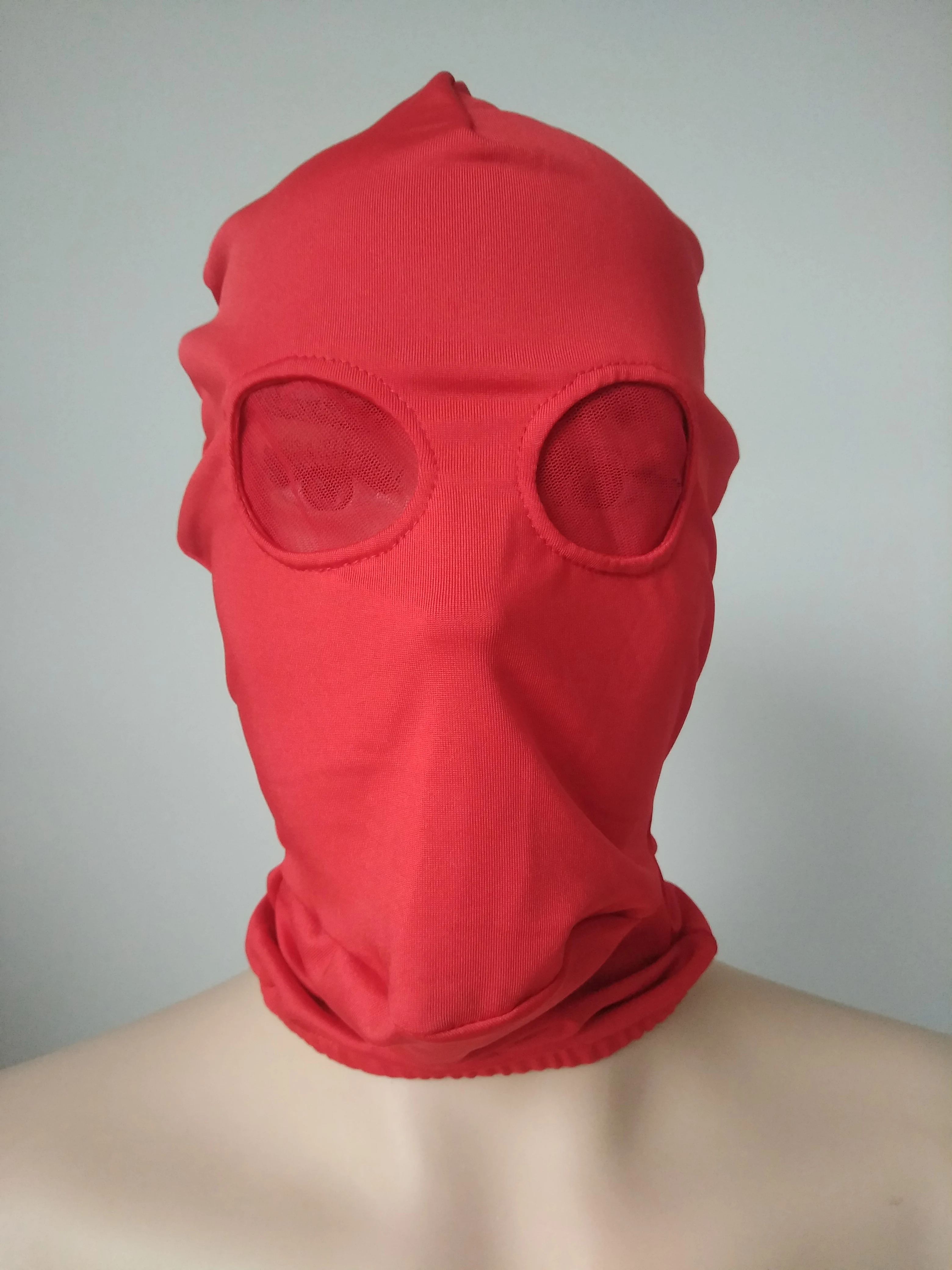 

Halloween Mask Cosplay Costumes spandex red hood with red mesh eyes unisex Zentai Costumes Party Accessorie