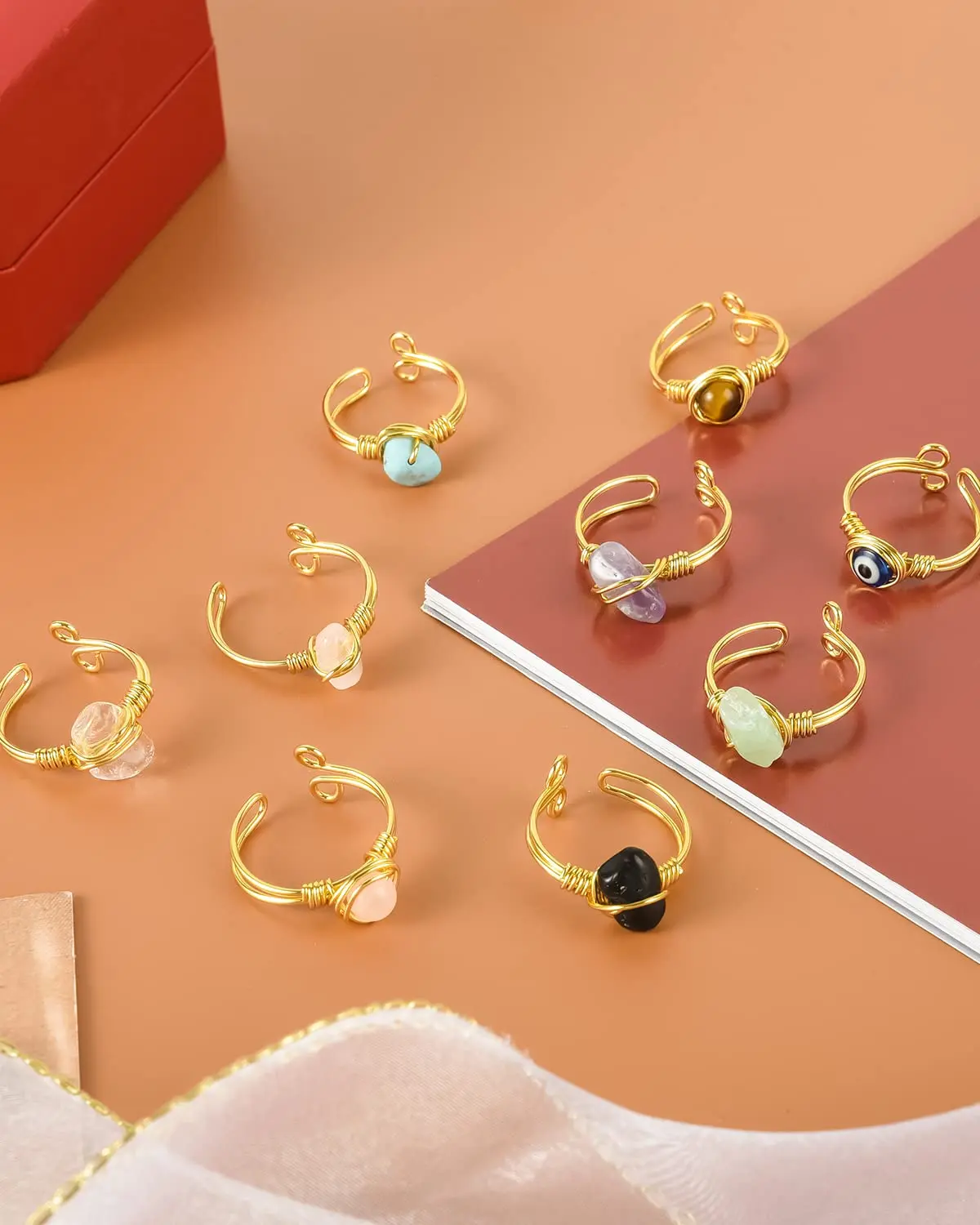 Лечебное кольцо с кристаллами регулируемые кольца золотистой проволокой