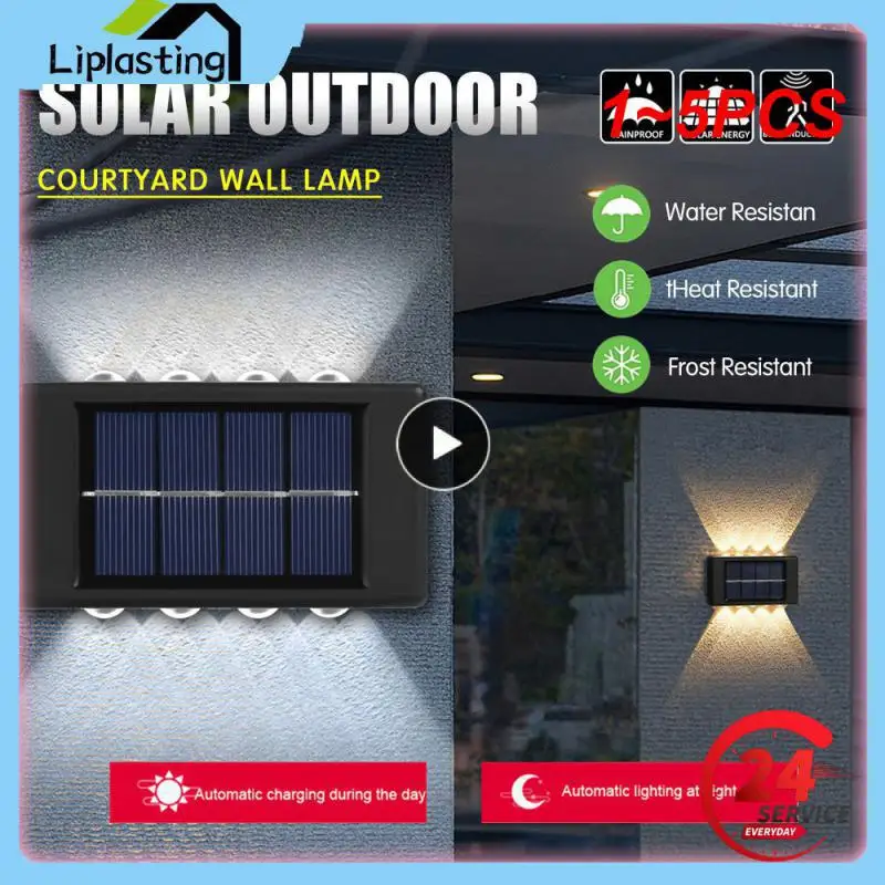 

1~5PCS Solar Wall Lamp Outdoor Waterproof Up And Down Luminous Lighting