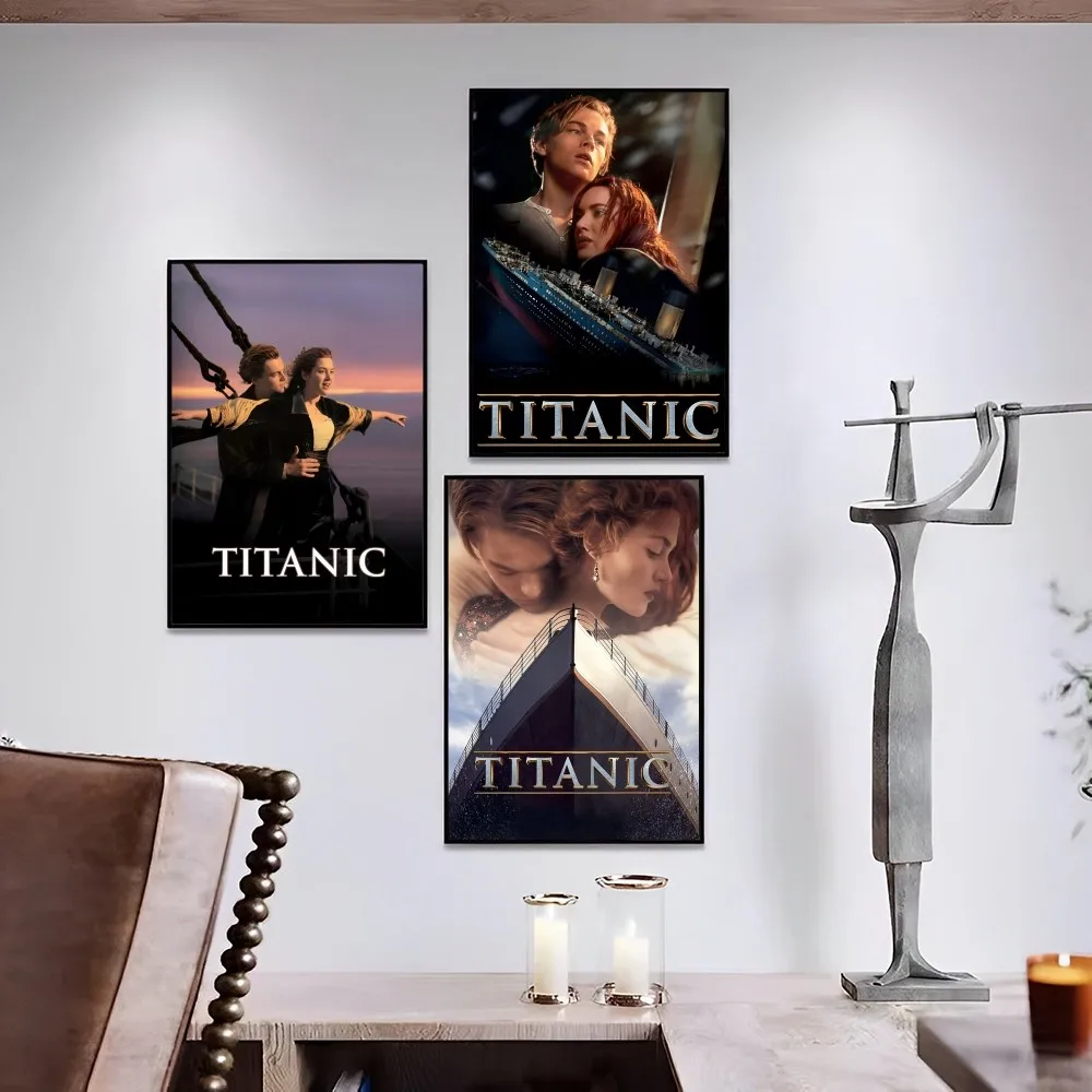 

Titanic Classic Love Story Movie Poster Self-adhesive Art Poster Retro Kraft Paper Sticker DIY Room Bar Cafe Vintage Decorative