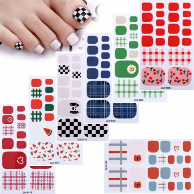 Summer Beach Toenail Stickers Waterproof Safe Self Adhesive Cute Toe Nail Wrap Tips Stickers DIY Foot Beauty Decoration Decals