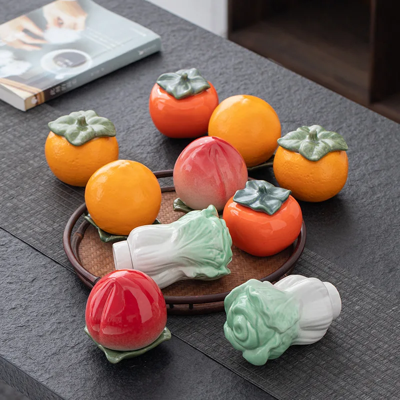 

Креативные миниатюрные искусственные керамические коробочки для фруктового чая, маленькая банка для чайных листьев, герметичная банка для хранения, домашний интерьер, шотао, периммон