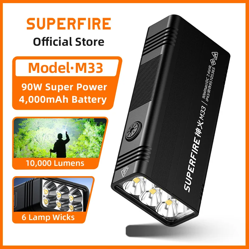SUPERFIRE M33 10000 люмен алюминиевый перезаряжаемый фонарь