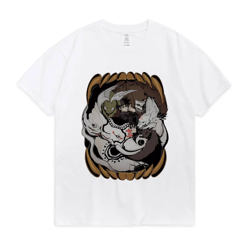

Хлопковая футболка унисекс с коротким рукавом, аниме футболка с японской мангой, позой с животными, юютсу кайсен, Сатору, годжо