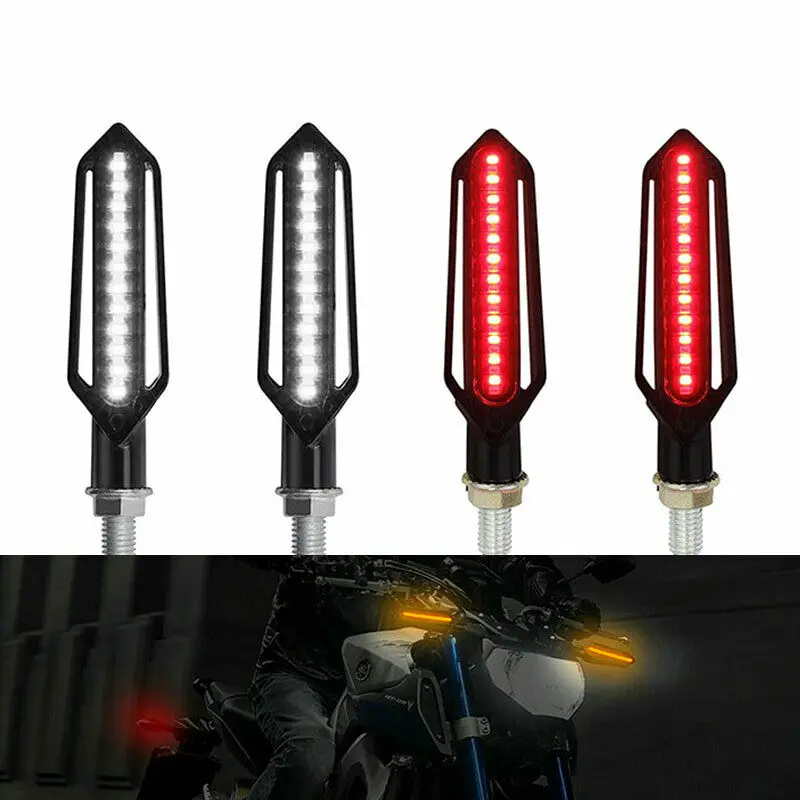 

4PCS 24LED Turn Signals Tail Light Motorcycle LED Flowing Water Flashing Blinker Brake/Running Light DRL Flasher Lamp