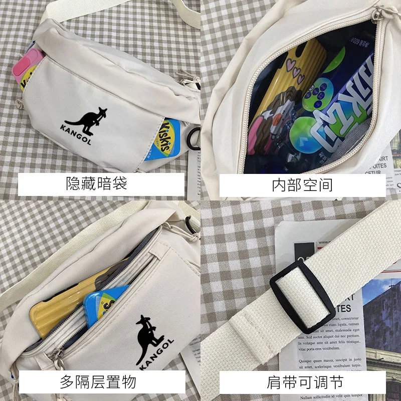 Kangol Men Women Fashion Crossbody Bag Shoulder Bags Stylish Waist Bag Female Waist Pack Travel Bag Mobile Phone Bag