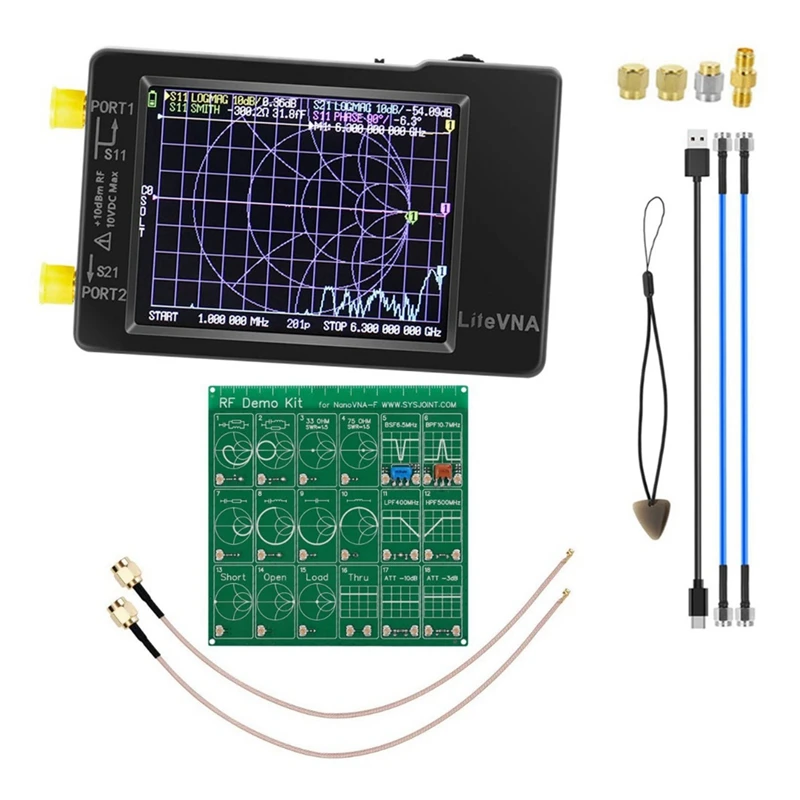 

TOP Litevna62 50Khz-6.3Ghz Litevna 2.8 Inch Touch Screen Vector Network Analyzer VNA HF VHF UHF Antenna Analyzer+RF Demo Kit