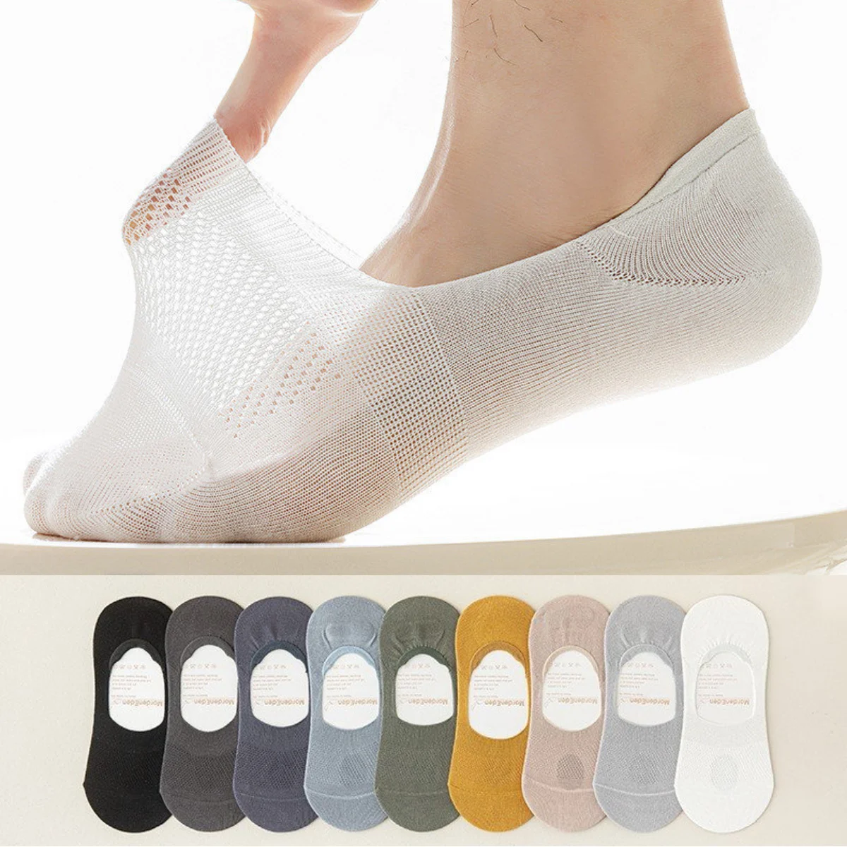 

Мужские летние хлопковые носки-невидимки, однотонные нескользящие носки с низким вырезом