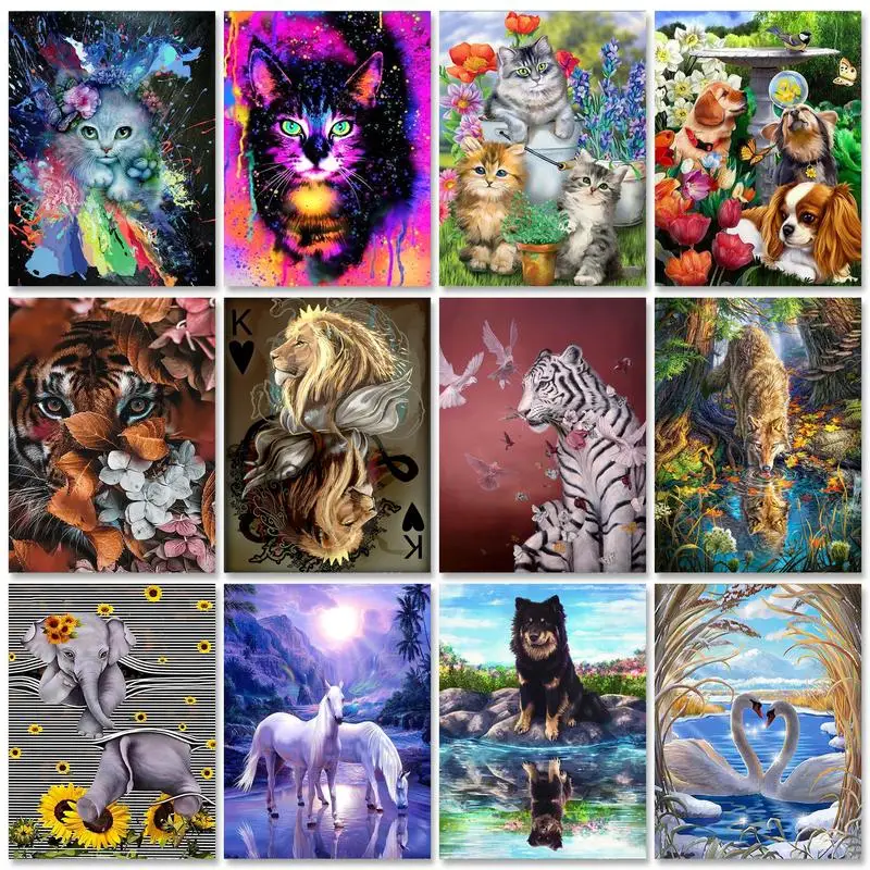 

RUOPOTY Diamond Painting Aniamls Full Diamond Embroidery with Frame Stitch Kits Handicraft Handiwork Art Hobby
