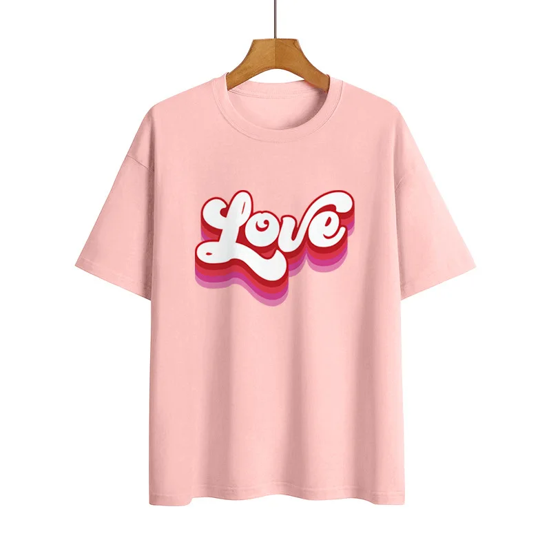 

Женская футболка с коротким рукавом, Повседневная Свободная футболка с принтом надписи LOVE, весна-лето 2023