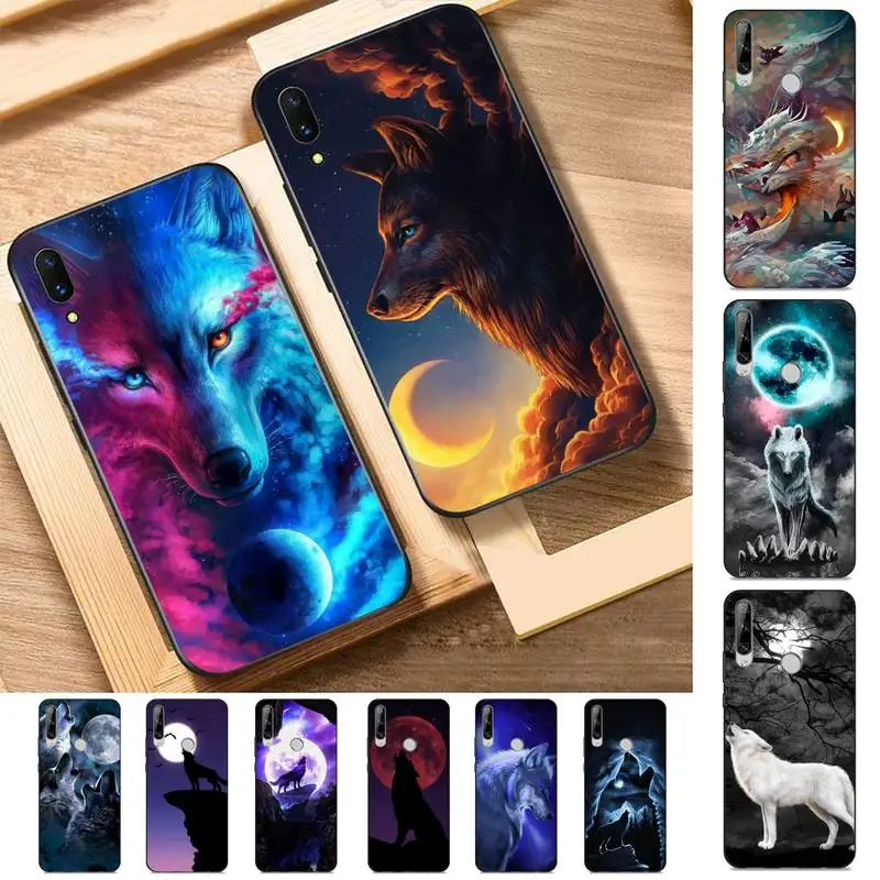 

Moon Roaring Wolf Phone Case for Huawei Y 6 9 7 5 8s prime 2019 2018 enjoy 7 plus