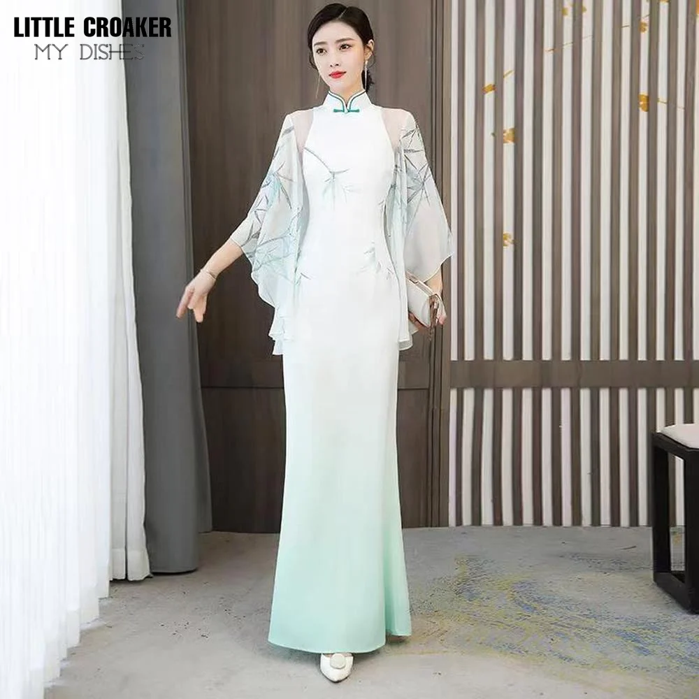 2022 Elegant White Evening Dresses Long with Shawl Satin Plus Size Evening Gown Arabic Mermaid Formal Dress Vestidos De Festa