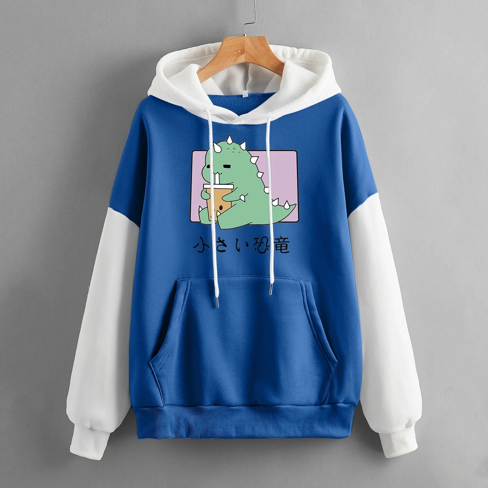 Женская Повседневная Толстовка с длинным рукавом принтом динозавра | Толстовки и