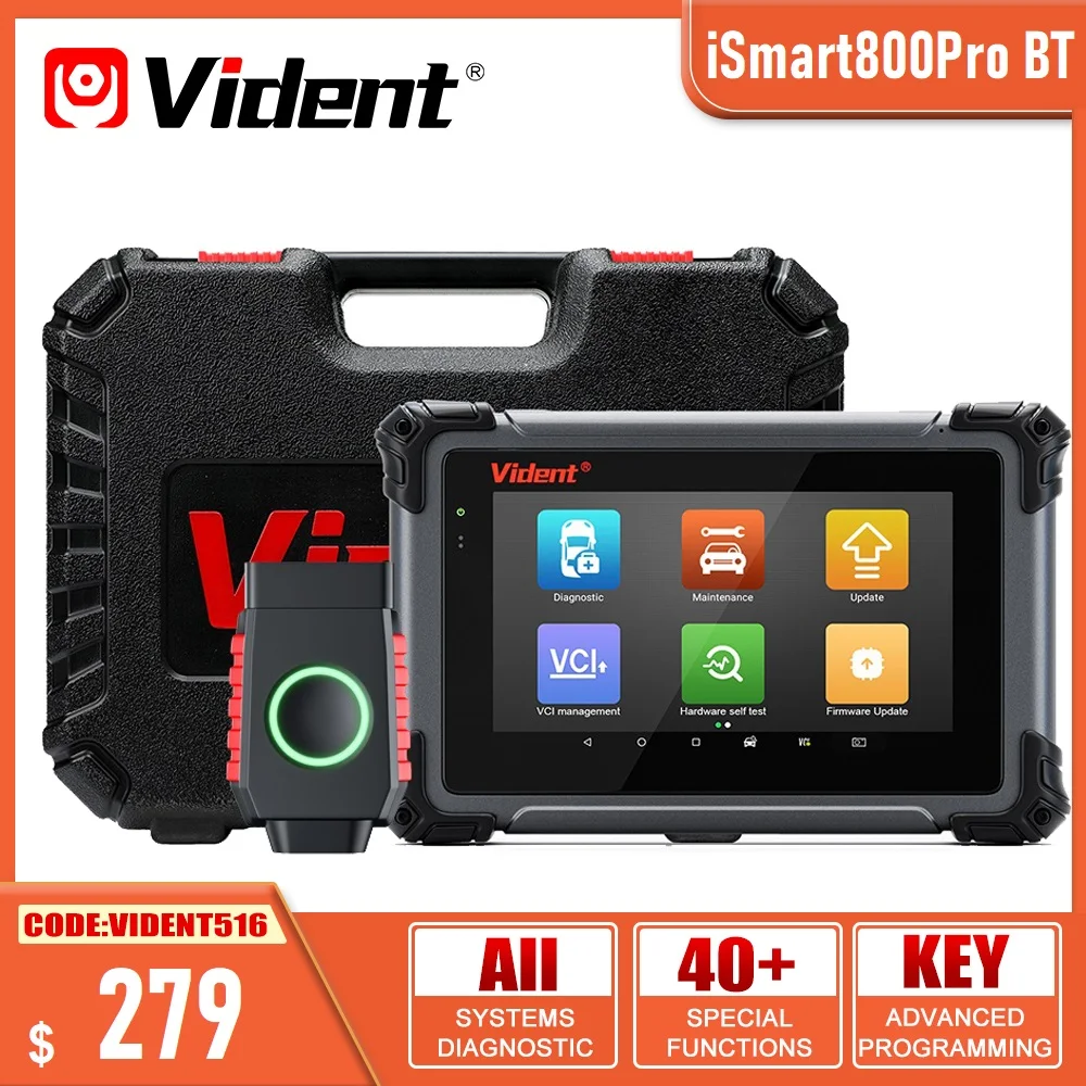 2023 Vident iSmart800Pro BT все системы диагностический инструмент считыватель кодов с 40 + функции сброса ключ программист Авто вин активный тест