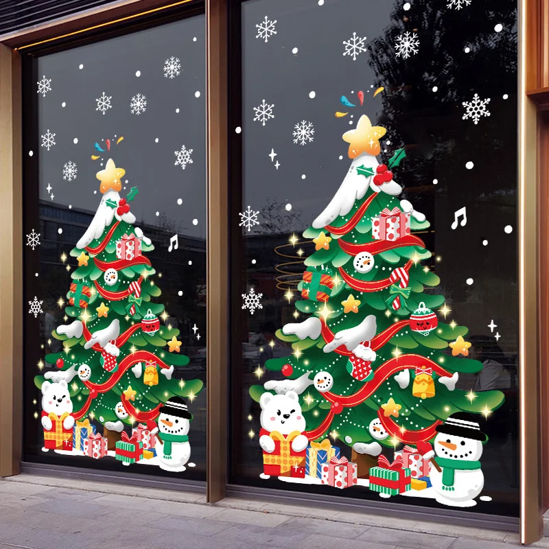 

Дед Мороз, наклейки на окна, Рождественское украшение, стеклянные дверные наклейки, Рождественское украшение, наклейки на окна