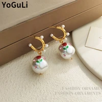s925 needle women jewelry irregular pearl earring 2022 new trend vintage flower drop earrings for women party gifts