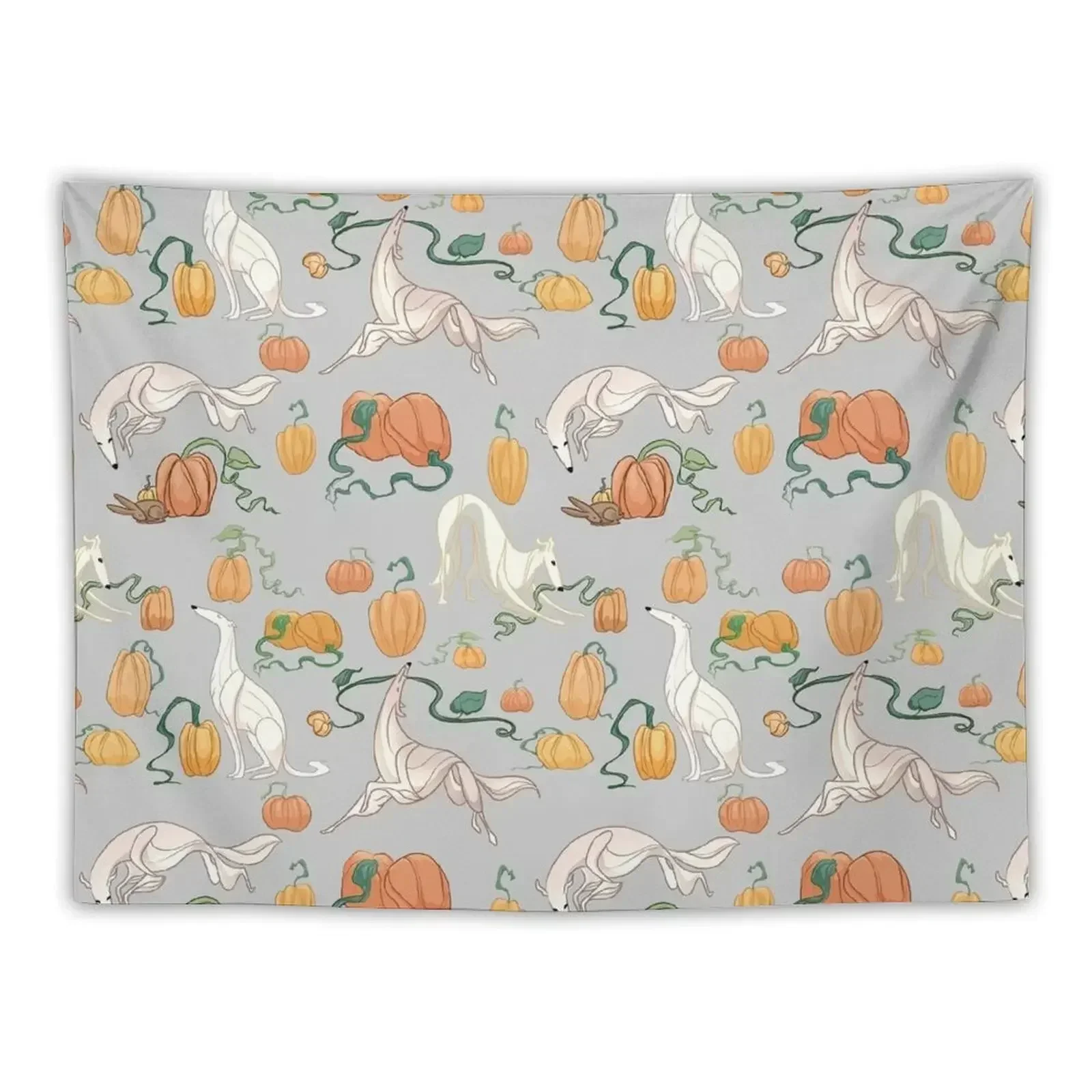 Белый борзойский гобелен с рисунком тыквы эстетический декор комнаты корейские