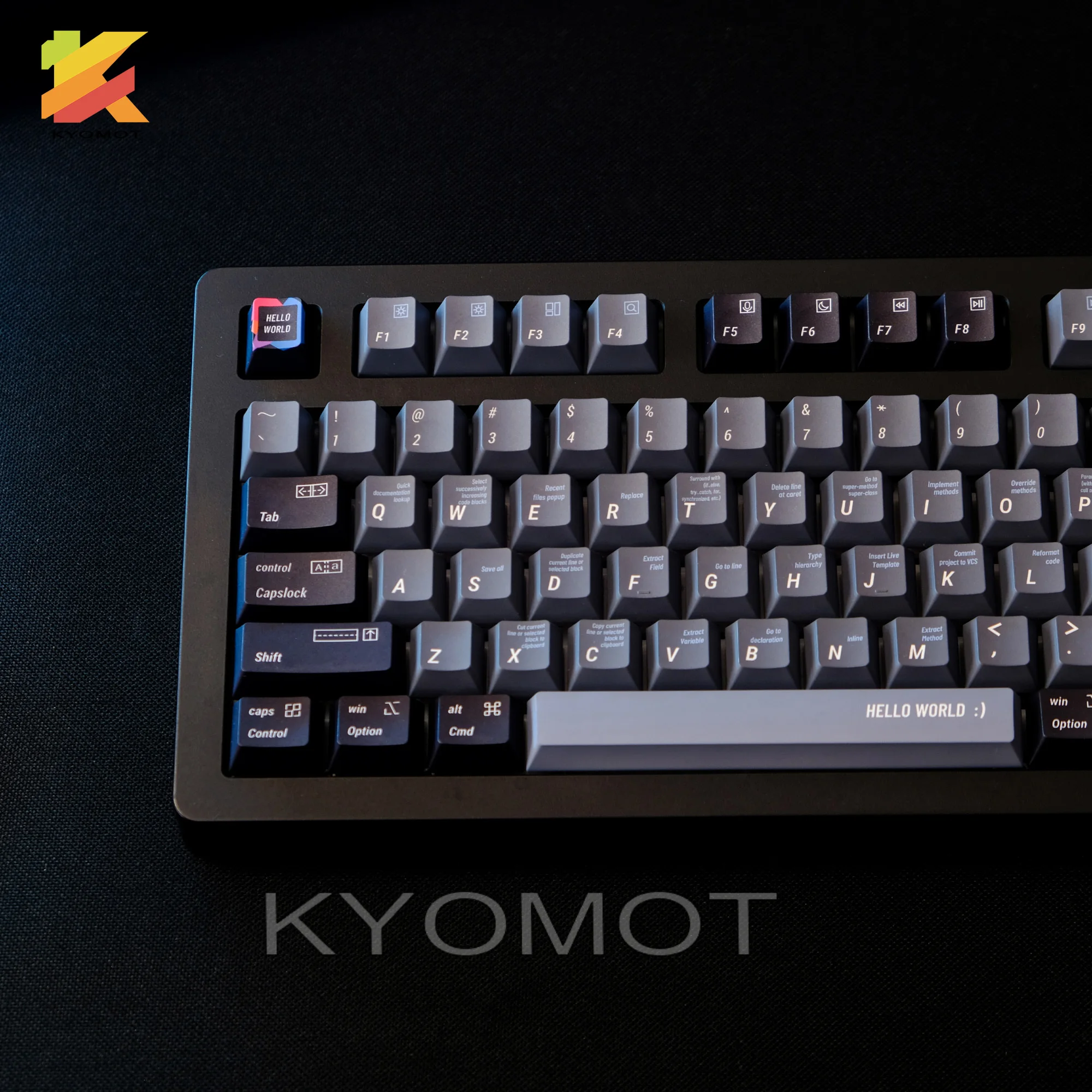 Фото KYOMOT 150-клавиш, черные колпачки для клавиш с темой программиста из ПБТ, колпачки для клавиш Cherry Profile Dye Sub Keycap для игровых MX Switch, колпачки для механической клавиатуры №1