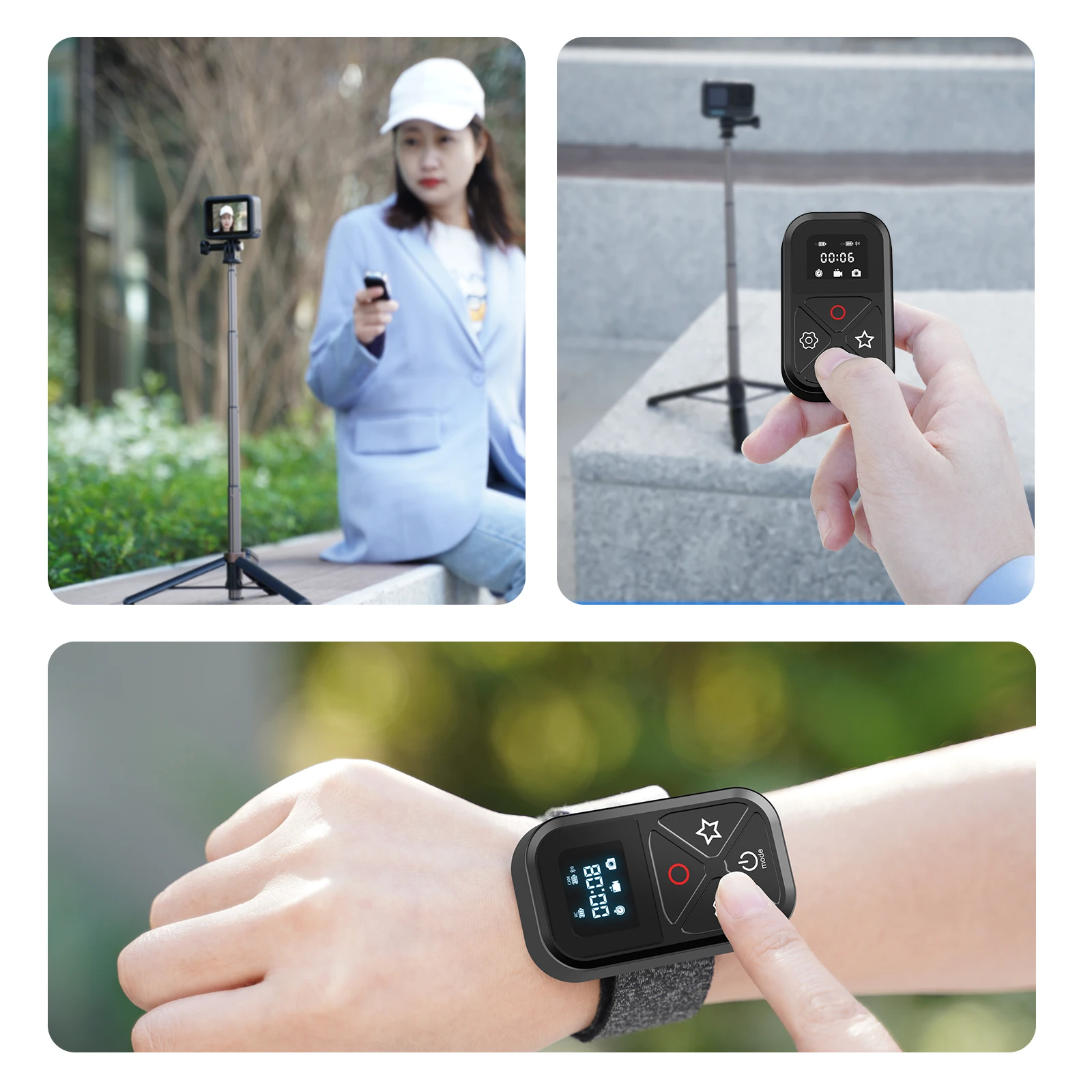 TELESIN T10 Bluetooth пульт дистанционного управления для GoPro Hero 10 9 8 Max с ремешком на