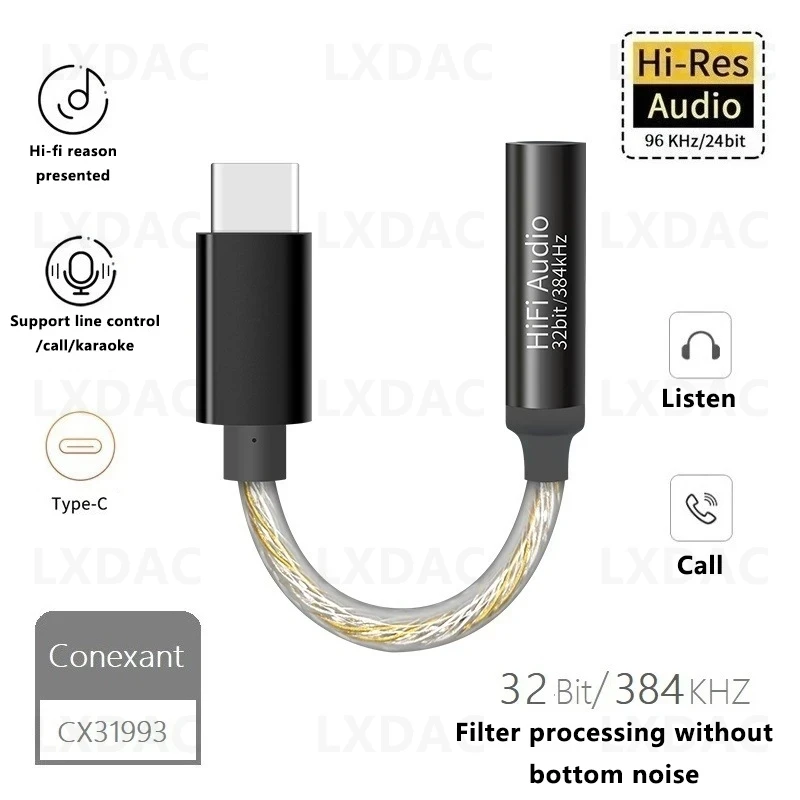 LXDAC A01 ALC5686 USB Type C to 3.5mm Angeldac earphone Amplifie Digital Decoder AUX Cable OTG Adapter Connector Android images - 6