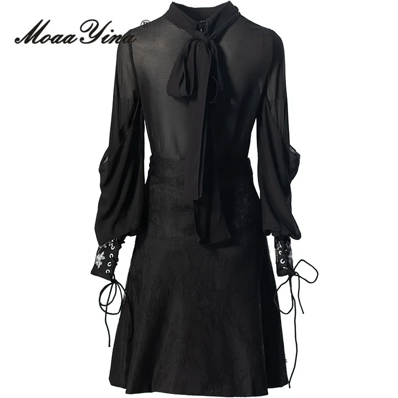 Женский комплект из юбки и шифона с цветочной вышивкой