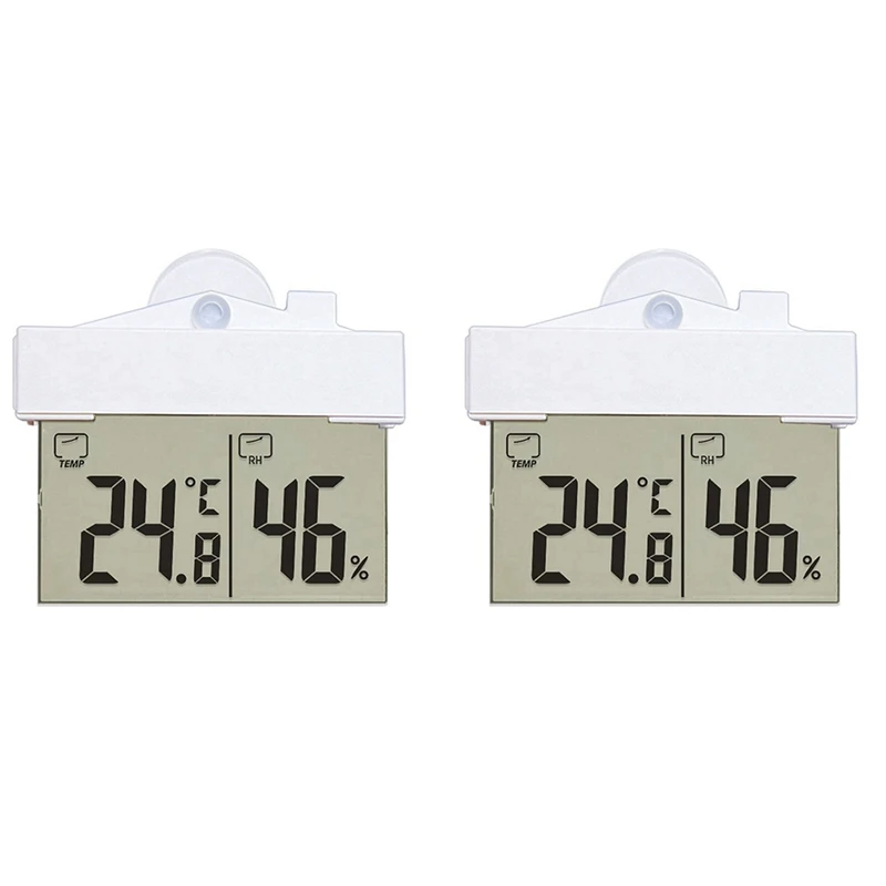 

2X Digital Transparent Home Window Display Thermometer Hygrometer Indoor Outdoor Temperature Humidity Meter Station