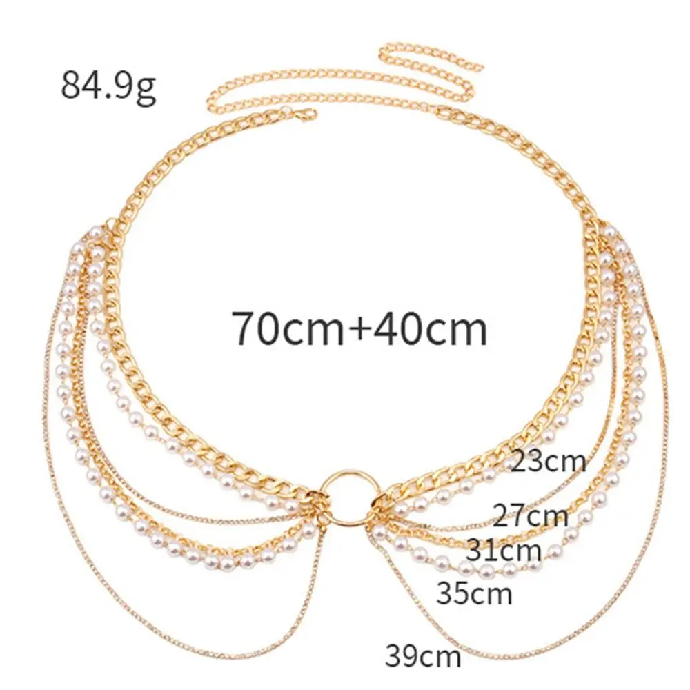 Этническая поясная цепочка со стразами готический винтажный пояс с жемчугом